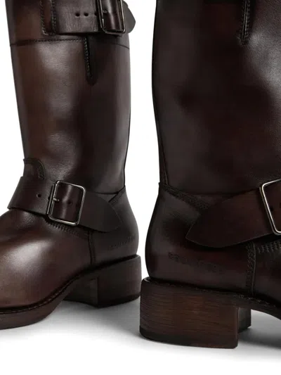 Dsquared2 Harley Leather Boots In Brown