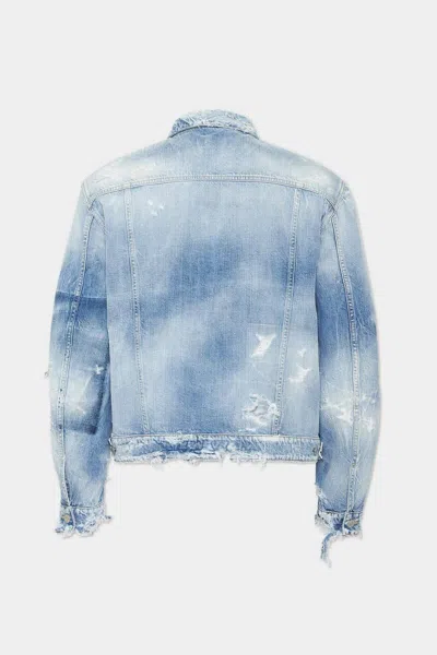 Dsquared2 Distressed Denim Jacket In Blue