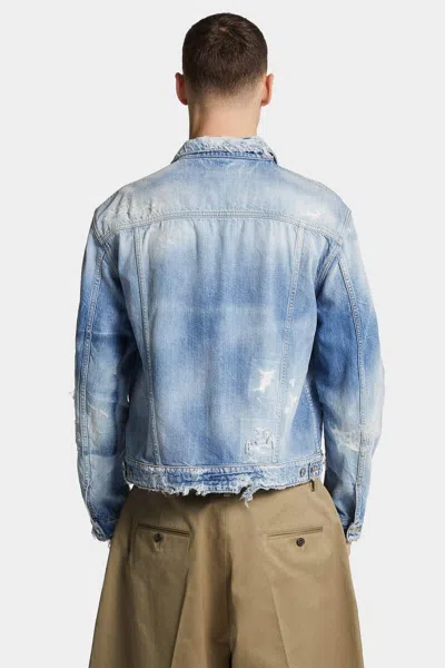 Dsquared2 Distressed Denim Jacket In Blue