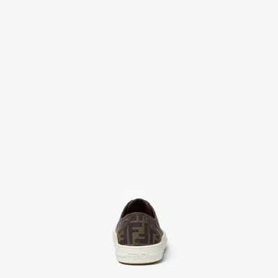Fendi Men Brown Sneaker With All-over Ff Motif In Fabric Man In Black