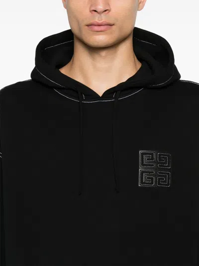 Givenchy Black Hoodie With 4g Logo Detail On Front In Cotton Man