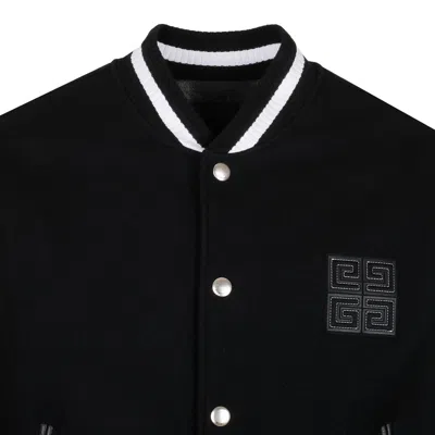 Givenchy Men Black Jacket With 4g Motif On Front In Wool And Tech Fabric Blend Man