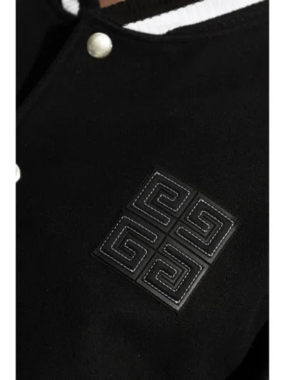 Givenchy Men Black Jacket With 4g Motif On Front In Wool And Tech Fabric Blend Man