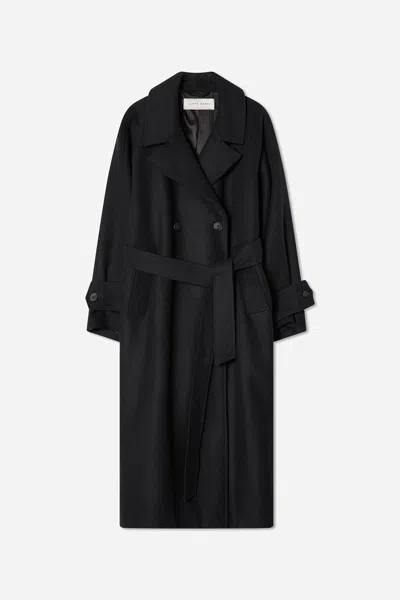 A Days March Chinoe Double Breasted Wool Coat In Black