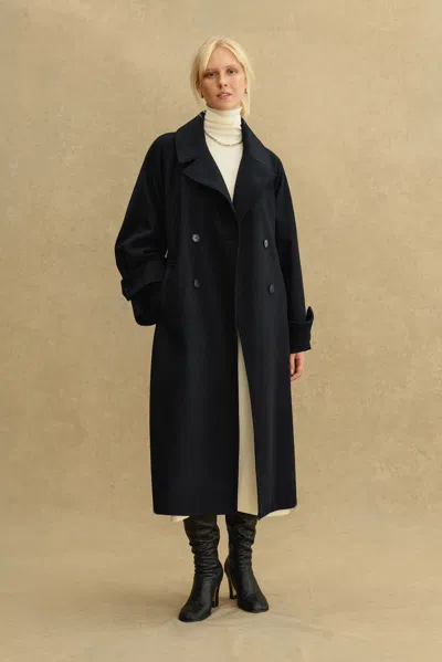 A Days March Chinoe Double Breasted Wool Coat In Black