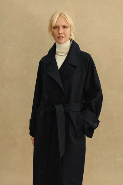 A Days March Chinoe Double Breasted Wool Coat In Black