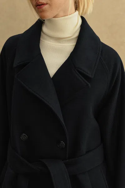 A Days March Chinoe Double Breasted Wool Coat In Black