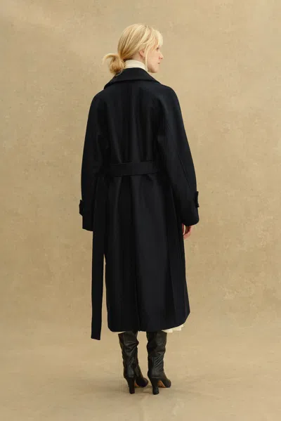A Days March Chinoe Double Breasted Wool Coat In Black