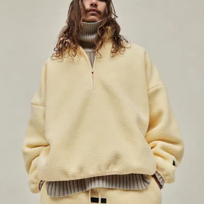 Essentials Fear Of God  Ss24 Nylon Half Zip Mockneck 'garden Yellow' In Brown