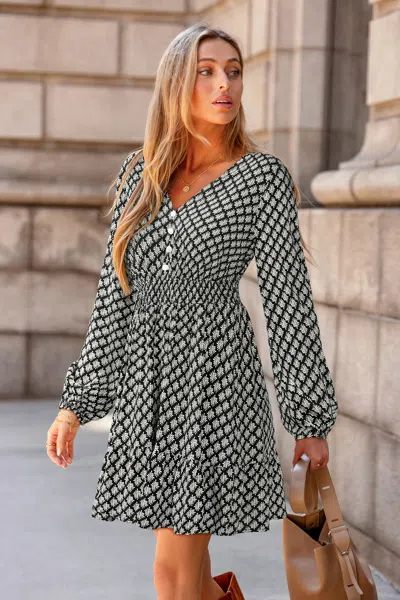 Cupshe Solstice Ornate Mini Dress In Black