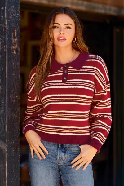 Cupshe Varsity Team Striped Sweater In Red