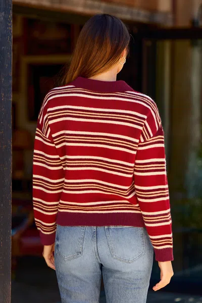 Cupshe Varsity Team Striped Sweater In Red
