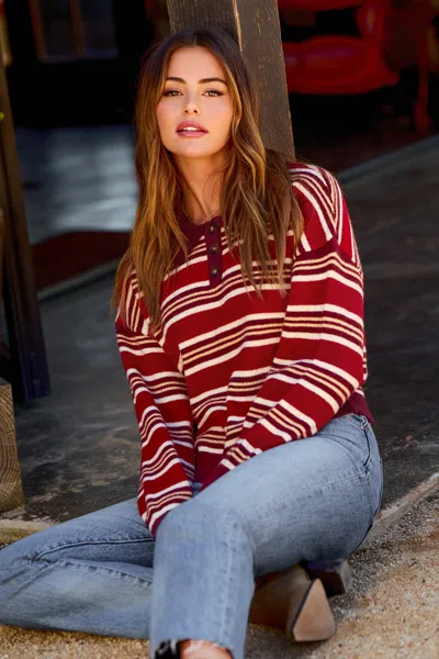 Cupshe Varsity Team Striped Sweater In Red