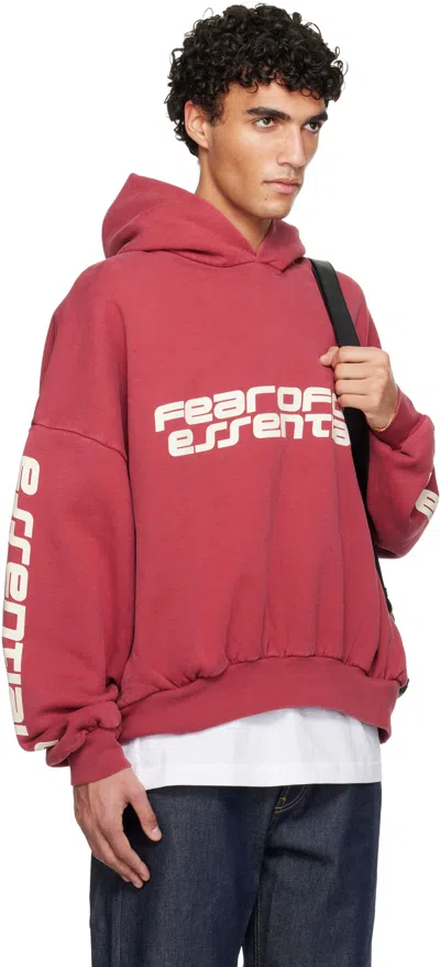 Essentials Red Holiday Cropped Relaxed Hoodie In Multi