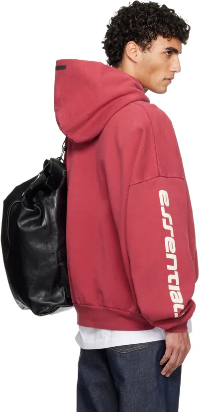 Essentials Red Holiday Cropped Relaxed Hoodie In Multi