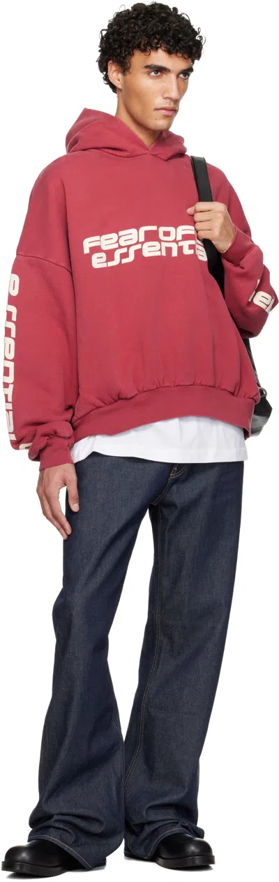 Essentials Red Holiday Cropped Relaxed Hoodie In Multi