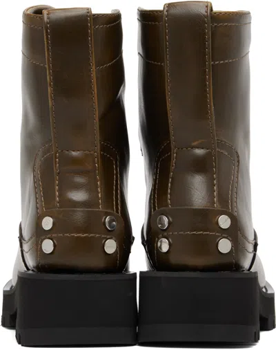 Ganni Khaki Low Oleatex Boots In Multi