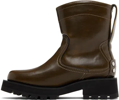 Ganni Khaki Low Oleatex Boots In Multi