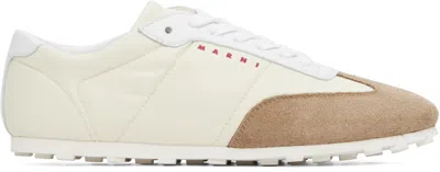 Marni Softy Soccer Suede-detail Leather Sneakers In White
