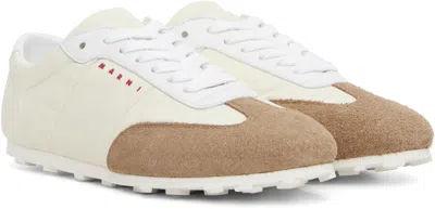 Marni Softy Soccer Suede-detail Leather Sneakers In White