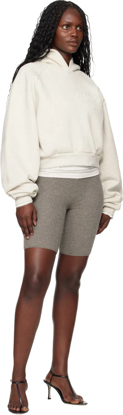 Essentials Gray Holiday Embossed 90s Raglan Hoodie In Multi