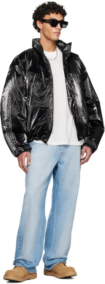 Essentials Black Holiday Puffer Down Jacket In Black