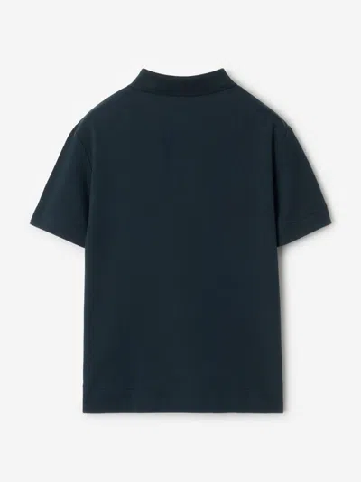 Burberry Blue Cotton Polo Shirt In Blue