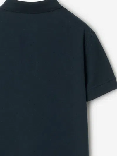 Burberry Blue Cotton Polo Shirt In Blue