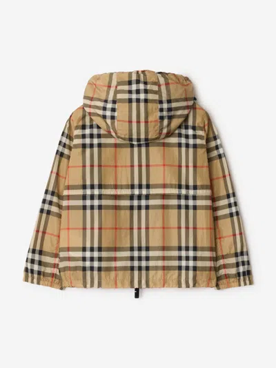 Burberry Check Hooded Jacket In Brown