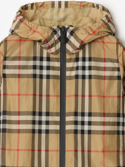Burberry Check Hooded Jacket In Brown