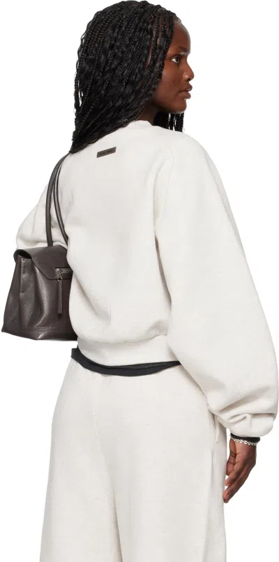 Essentials Gray Holiday Embossed 90s Raglan Crewneck Sweatshirt In White