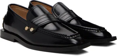 Ganni Studded Square-toe Loafers In Black