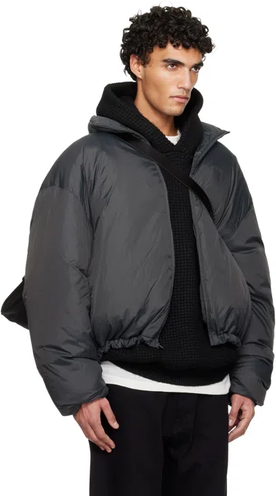 Essentials Holiday Ripstop Nylon Puffer Down Jacket In Gray