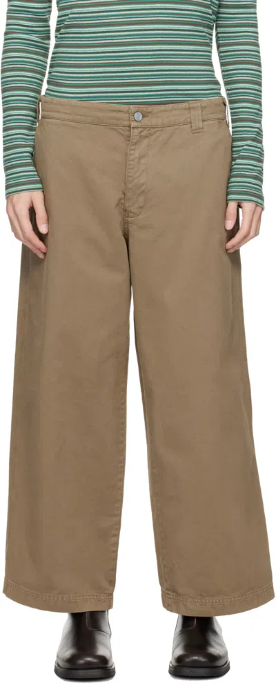 Erl Beige Chino Trousers In Brown