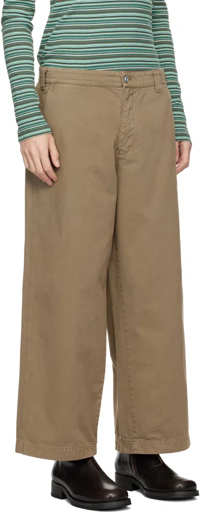 Erl Beige Chino Trousers In Brown