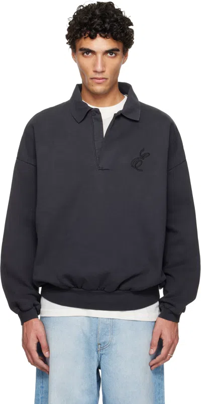 Essentials Black Holiday Embroidered Classic Polo In Blue