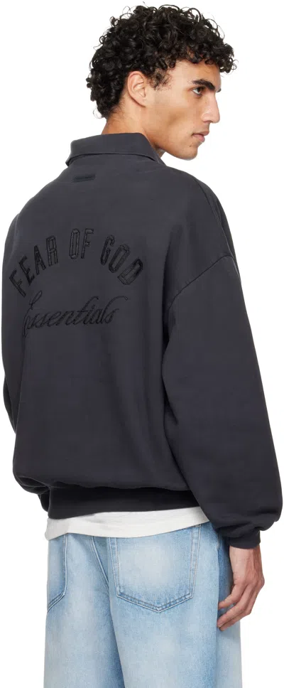 Essentials Black Holiday Embroidered Classic Polo In Blue