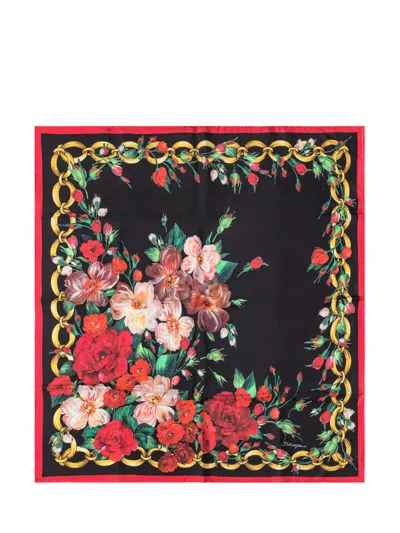 Dolce & Gabbana Printed Silk Scarf In Red