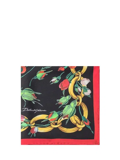Dolce & Gabbana Printed Silk Scarf In Red