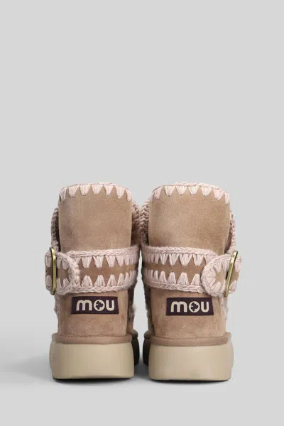 Mou Eskimo Bounce Ankle Boots Inside Wedge In Brown Suede In Brown