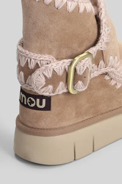 Mou Eskimo Bounce Ankle Boots Inside Wedge In Brown Suede In Brown