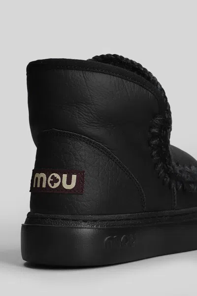 Mou Eskimo Sneaker Bold Low Heels Ankle Boots In Black Leather In Multi