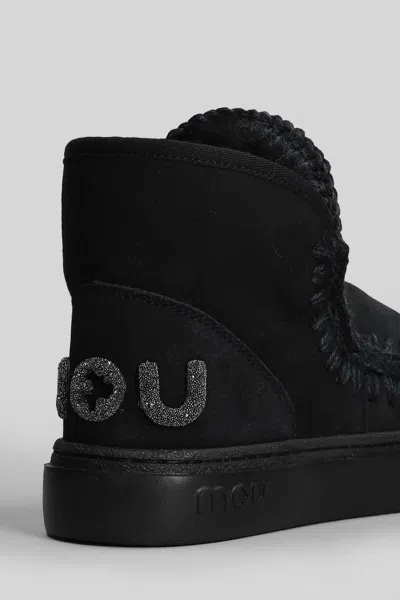 Mou Eskimo Sneaker Bold Low Heels Ankle Boots In Black