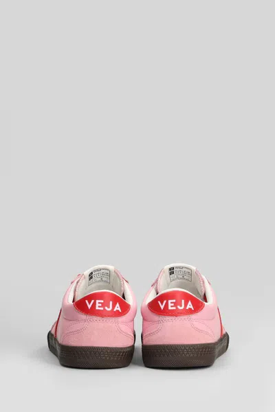 Veja Volley Leather Sneaker In Guimauve Pekin Eagle In Pink