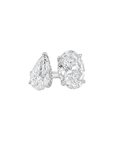 Diana M Lab Grown Diamonds Diana M. 14k 4.00 Ct. Tw. Lab-grown Diamond Two-stone Ring In Silver