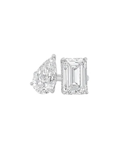 Diana M Lab Grown Diamonds Diana M. Platinum 5.00 Ct. Tw. Lab-grown Diamond Two-stone Ring In Silver
