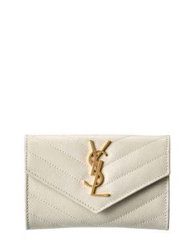 Saint Laurent Cassandre Leather Wallet In White