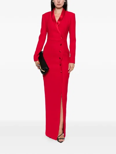 Silk Love & Lace Scarlet Button Maxi Dress In Red