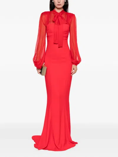 Silk Love & Lace Margot Long-sleeve Maxi Dress In Red