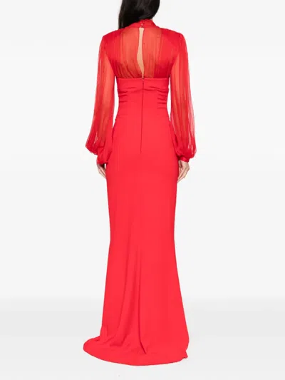 Silk Love & Lace Margot Long-sleeve Maxi Dress In Red